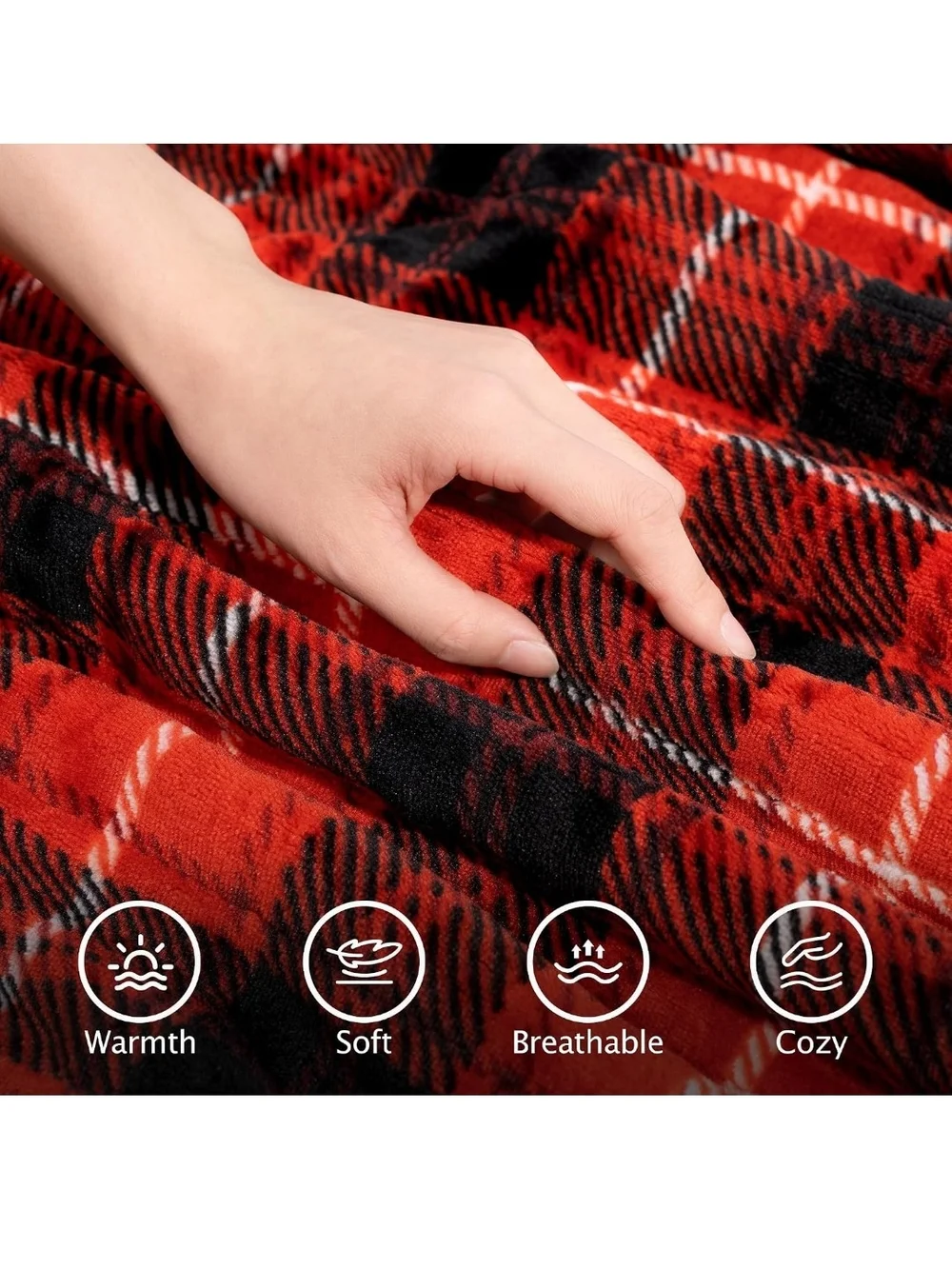 Heated Plush Sherpa Throw Blanket - Red Plaid